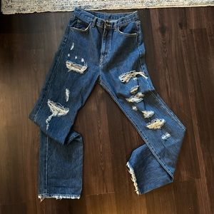 LF Carmar High Rise Dark Wash Denim Ripped Jeans